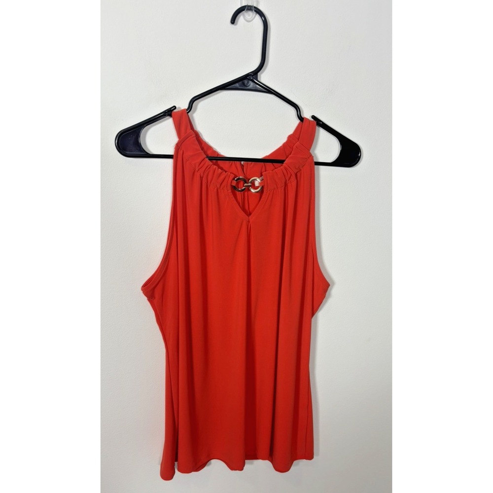 Joie De Vivre Women's XL Halter Tank Reddish Orange Bright Office Wear Blouse